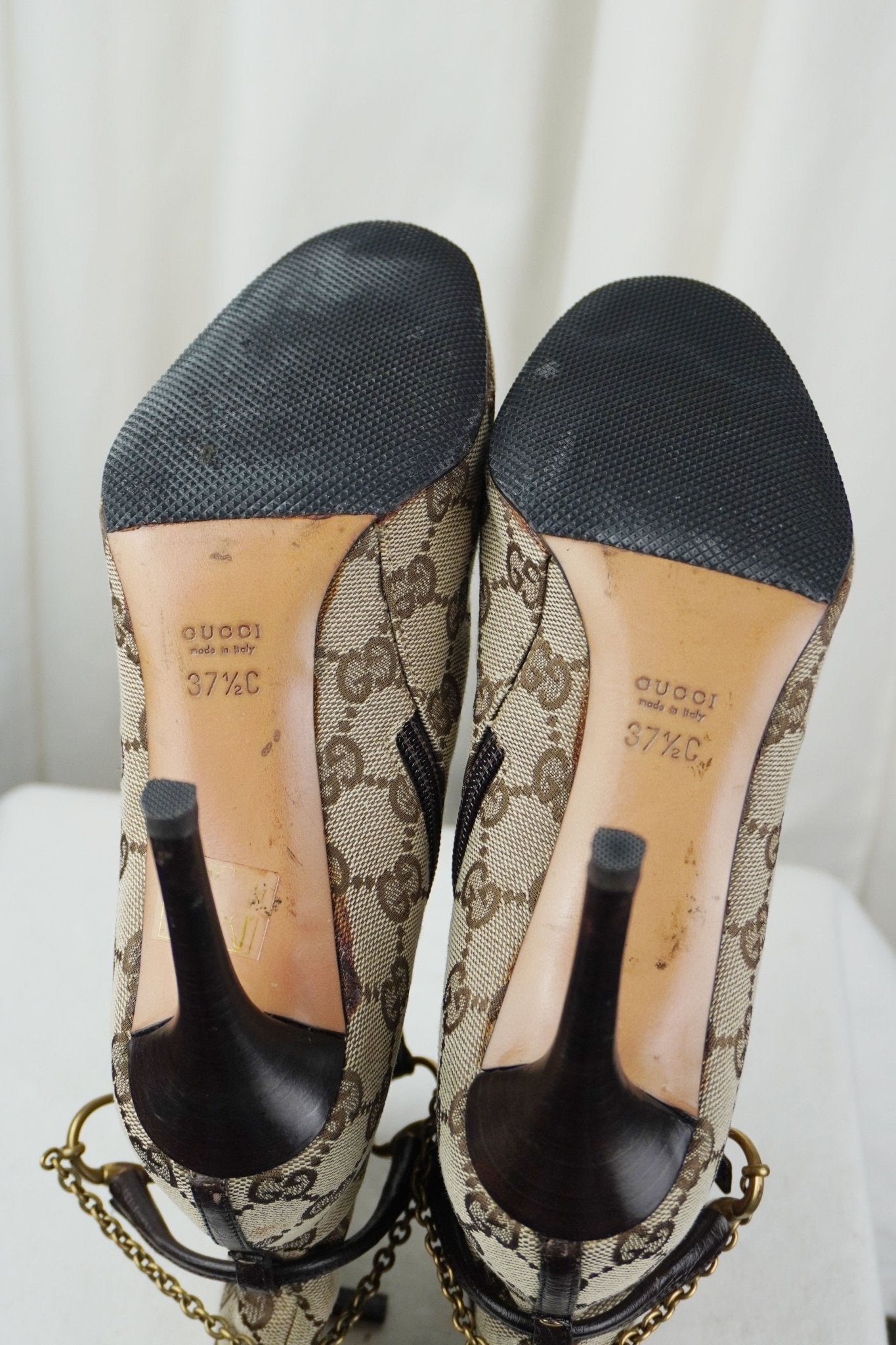 Gucci GG Marmont Ankle Heeled Boots / 37.5 - Jade Vintage