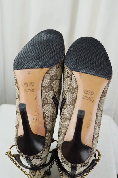 Gucci GG Marmont Ankle Heeled Boots / 37.5 - Jade Vintage