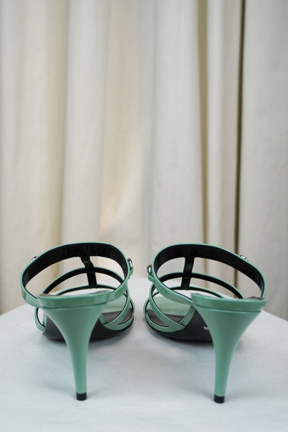 Gucci Teal Sandal Heels / 37.5 - Jade Vintage