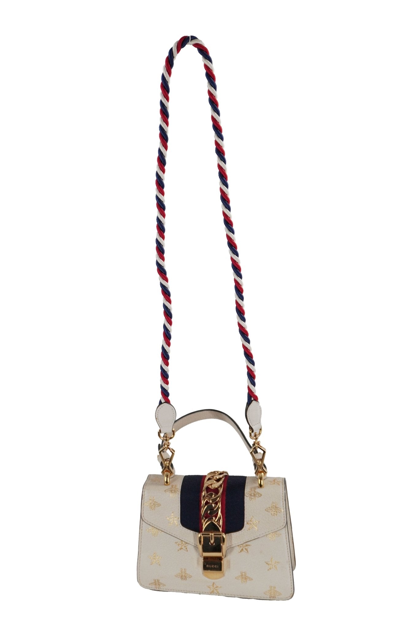 Gucci Web Mini Sylvie Bee Star Shoulder Bag - Jade Vintage