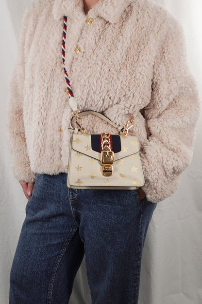 Gucci Web Mini Sylvie Bee Star Shoulder Bag - Jade Vintage