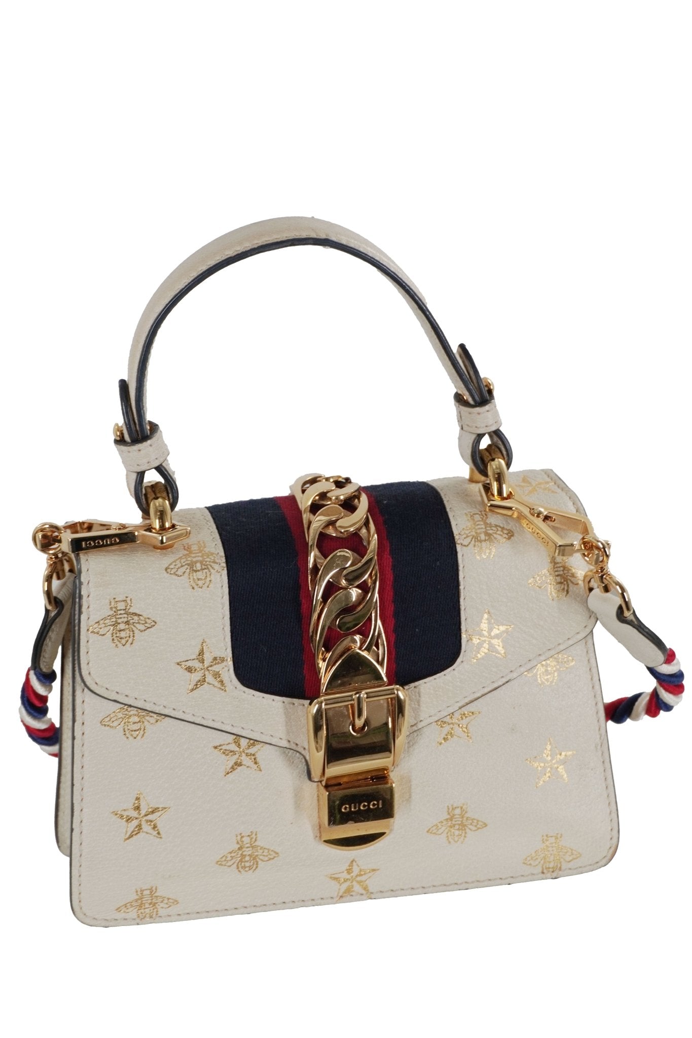 Gucci Web Mini Sylvie Bee Star Shoulder Bag - Jade Vintage