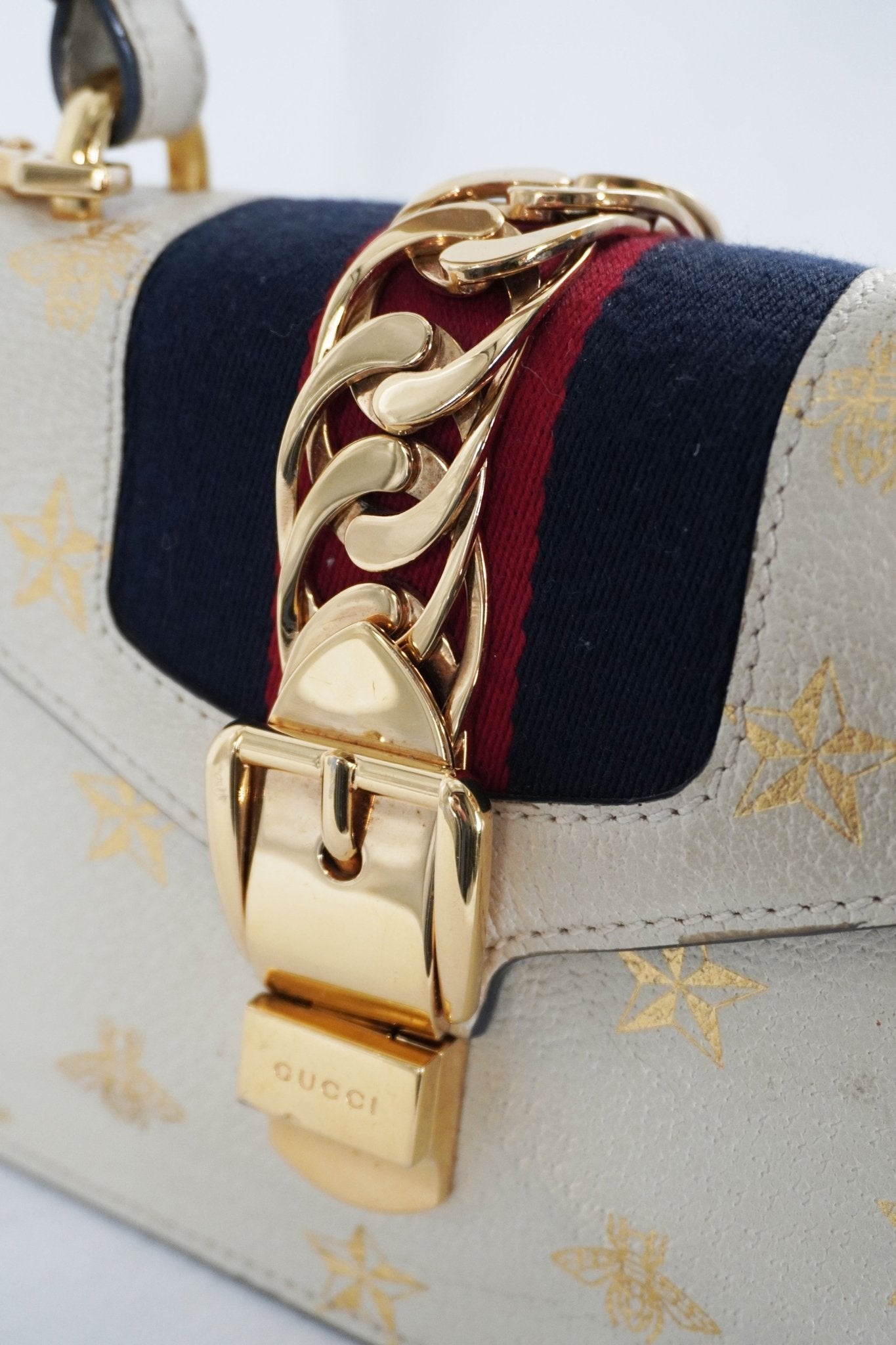 Gucci Web Mini Sylvie Bee Star Shoulder Bag - Jade Vintage