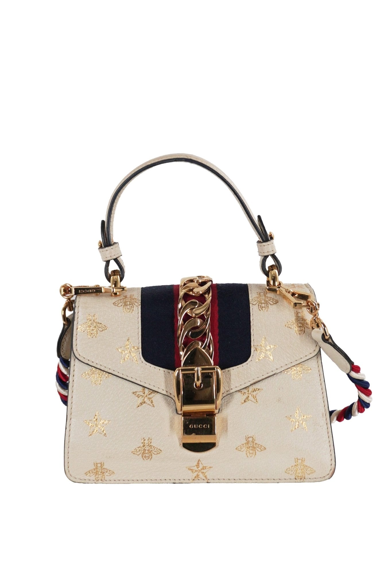 Gucci Web Mini Sylvie Bee Star Shoulder Bag - Jade Vintage