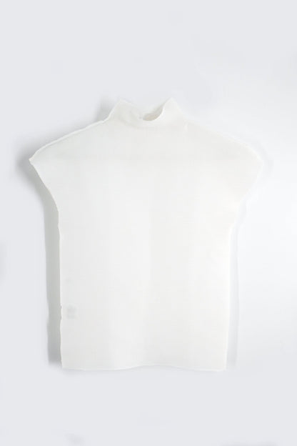 Issey Miyake Me White Short Sleeve Top - Jade Vintage