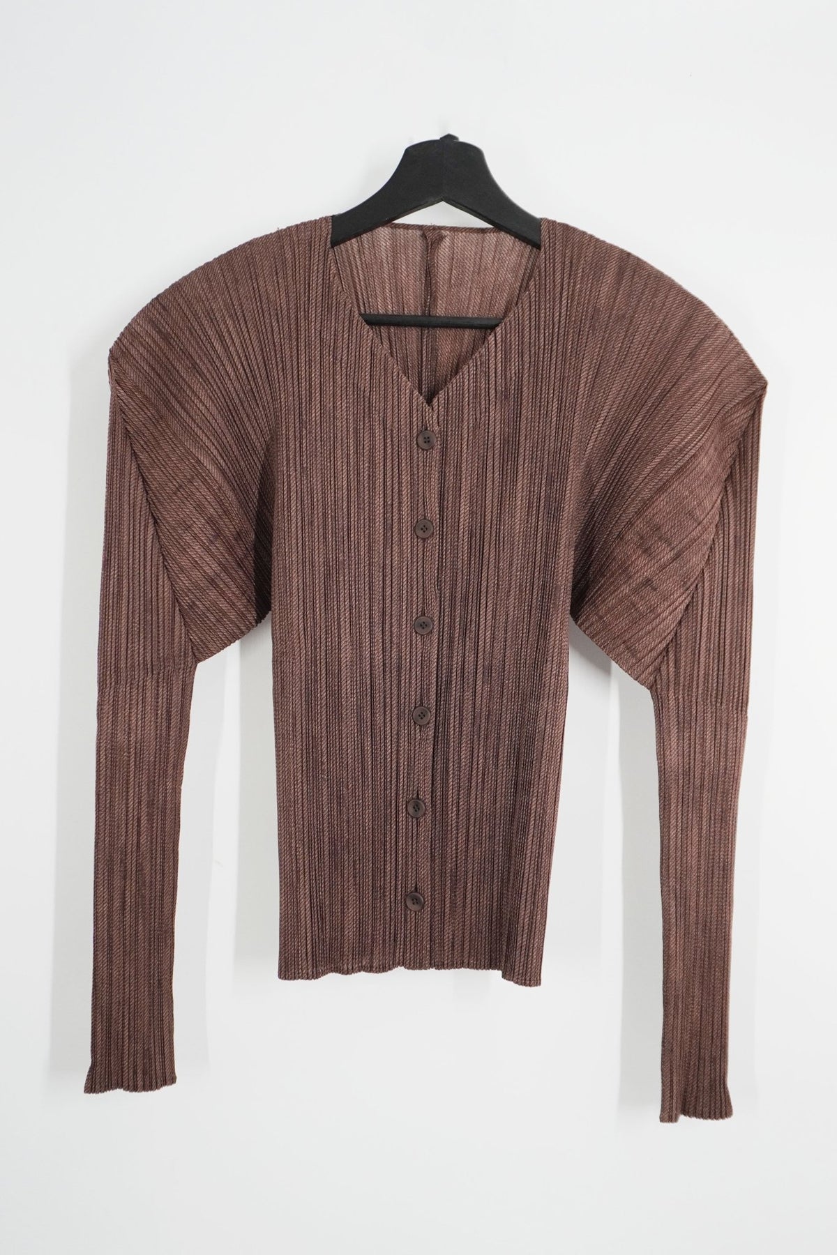 Issey Miyake Pleats Please Brown Cardigan Top - Jade Vintage