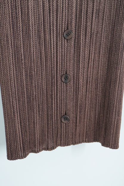 Issey Miyake Pleats Please Brown Cardigan Top - Jade Vintage
