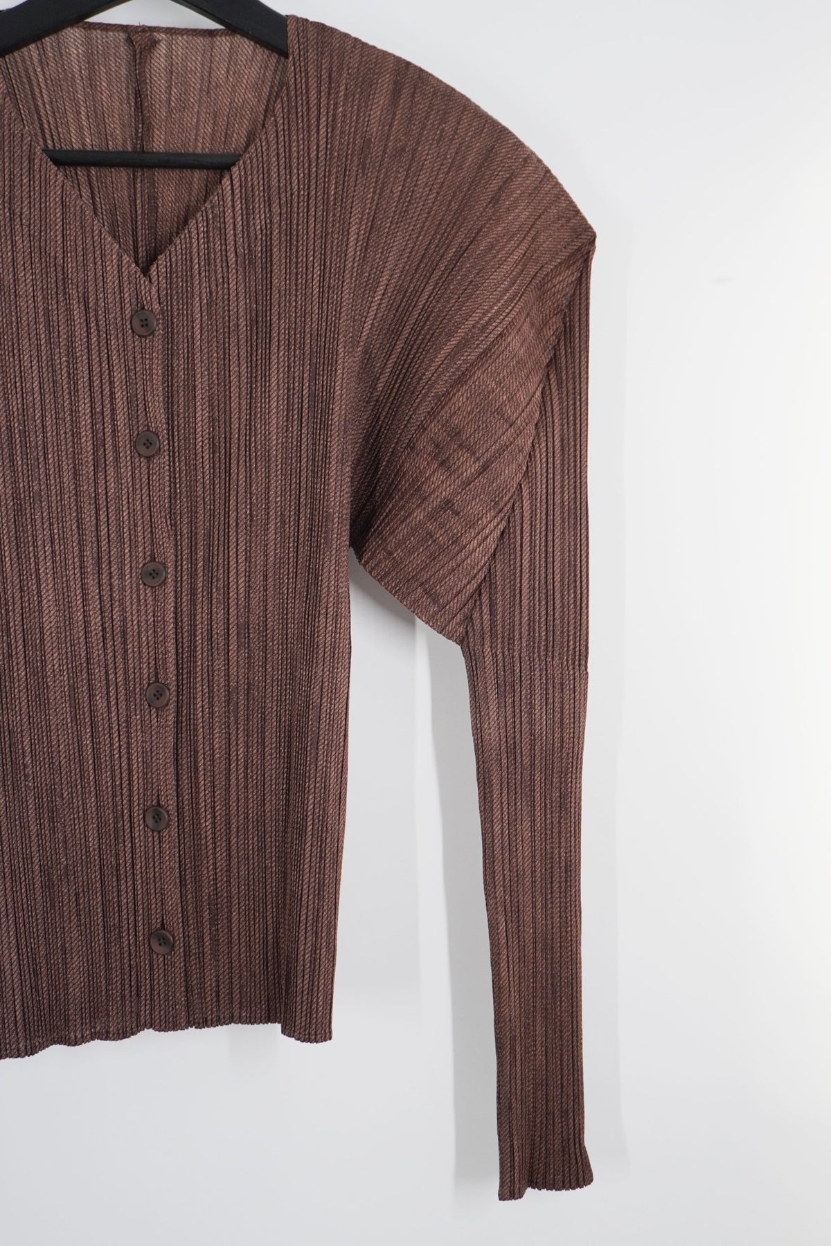 Issey Miyake Pleats Please Brown Cardigan Top - Jade Vintage