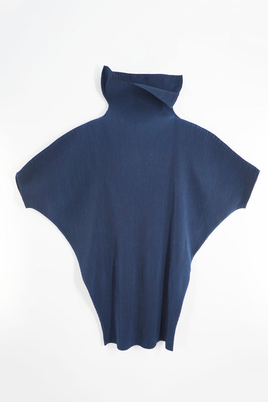 Issey Miyake Pleats Please Navy Shirt Dress - Jade Vintage