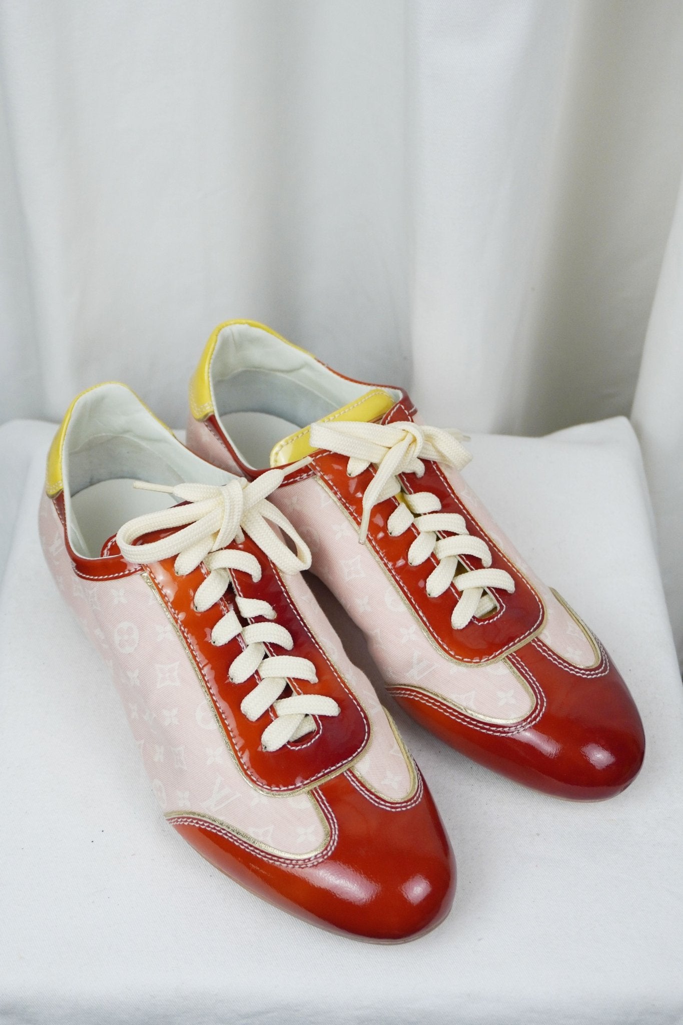 Louis Vuitton Pink Red Monogram Sneakers / 38 1/2 - Jade Vintage