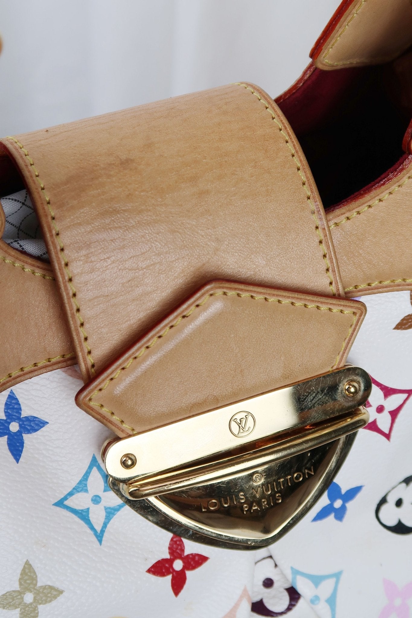 Louis Vuitton White Multicolour Monogram Canvas Ursula Bag - Jade Vintage