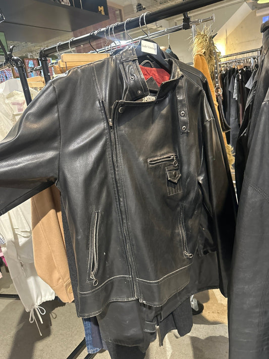 Men’s Pleather Moto Jacket - Jade Vintage