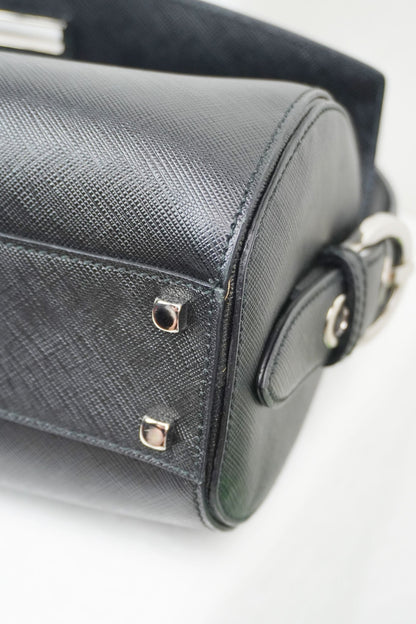 Salvatore Ferragamo Saffiano Leather Barrel Bag - Jade Vintage