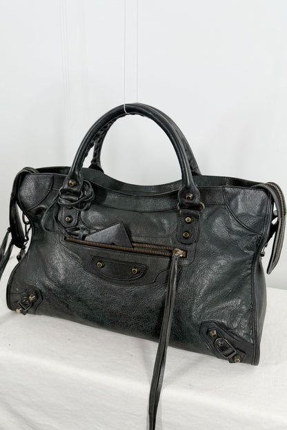 S/S 2009 Balenciaga City Bag Black G12 Brass Hardware - Jade Vintage