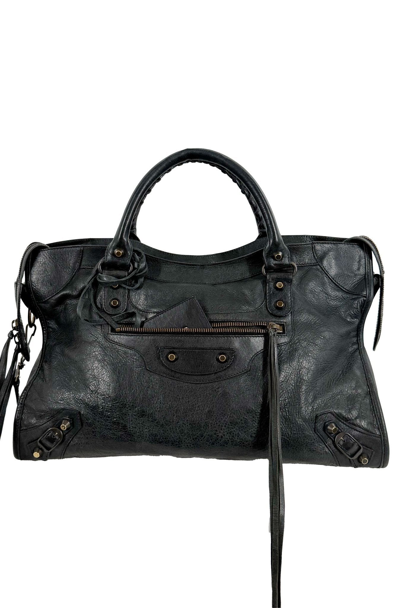 S/S 2009 Balenciaga City Bag Black G12 Brass Hardware - Jade Vintage