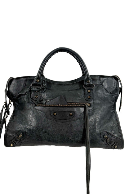 S/S 2009 Balenciaga City Bag Black G12 Brass Hardware - Jade Vintage