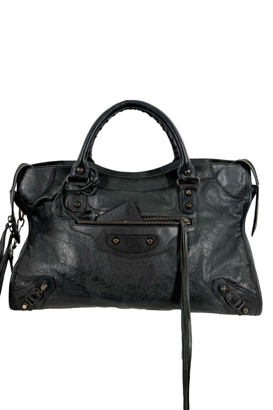 S/S 2009 Balenciaga City Bag Black G12 Brass Hardware - Jade Vintage