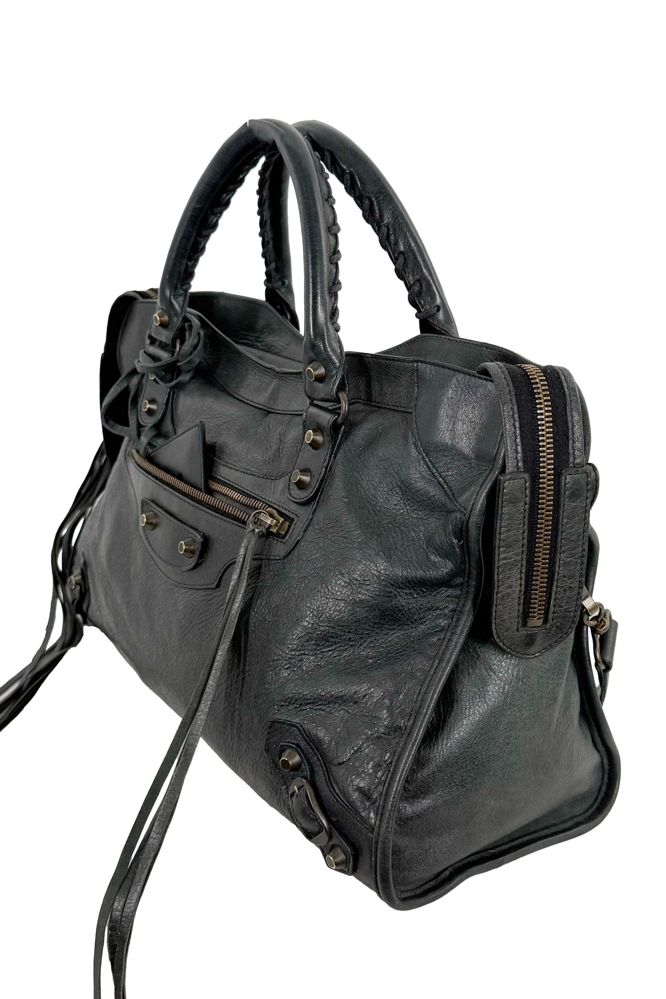 S/S 2009 Balenciaga City Bag Black G12 Brass Hardware - Jade Vintage