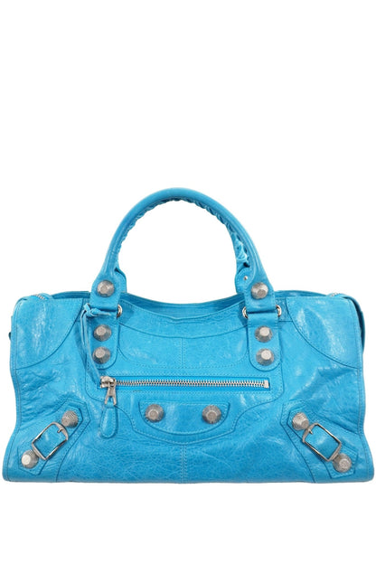 S/S 2011 Balenciaga Bleu Paon Part Time Bag Giant 21 Silver Hardware - Jade Vintage