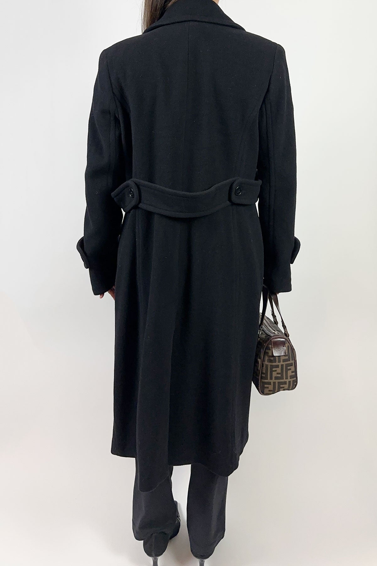 Black Wool Coat / 12(US) - Jade Vintage
