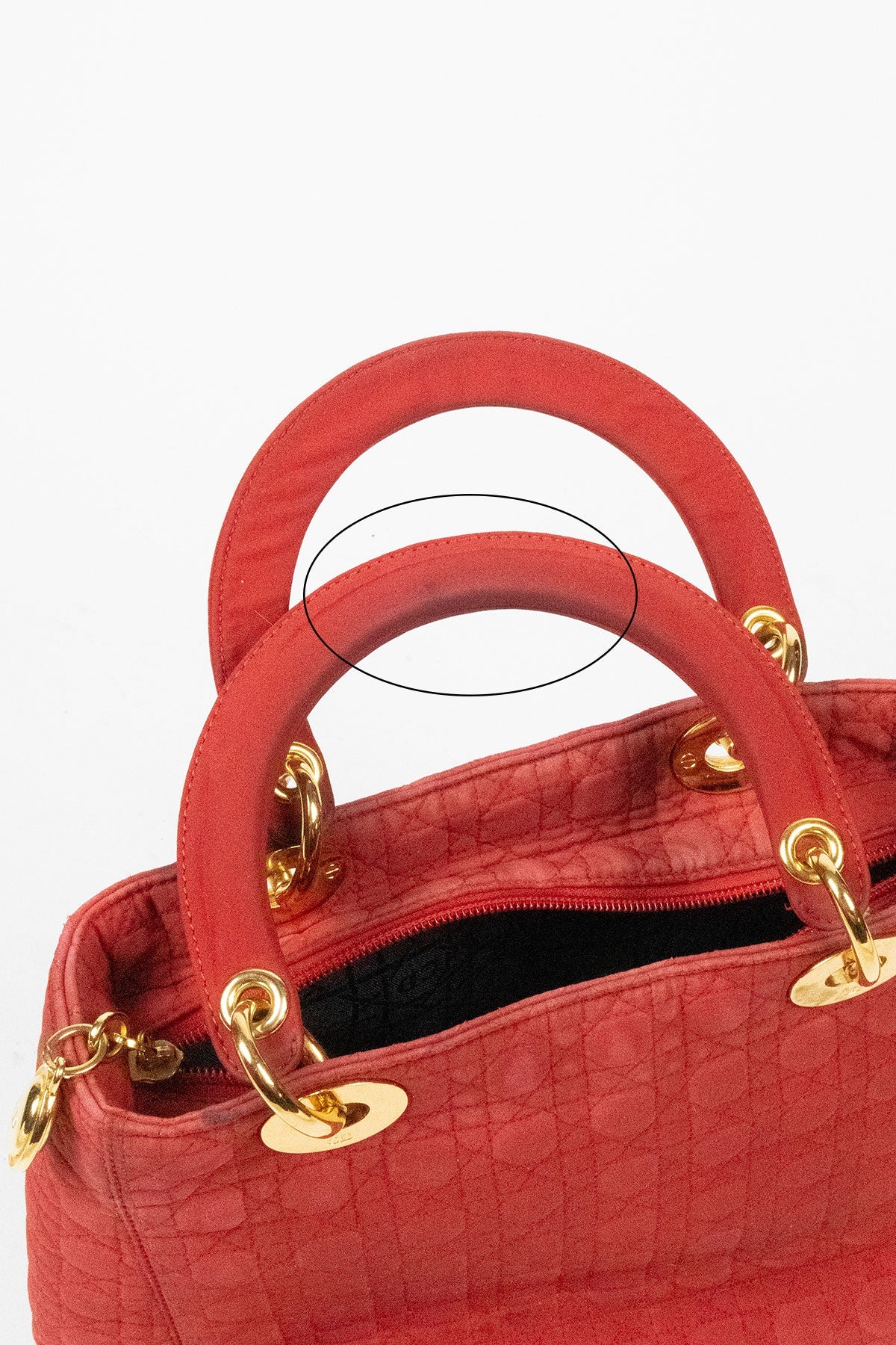 Christian Dior Medium Red Canvas Lady Handbag - Jade Vintage