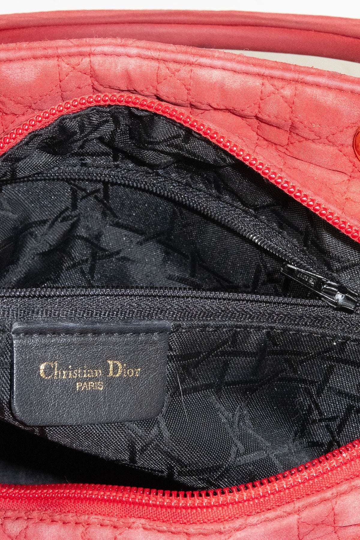 Christian Dior Medium Red Canvas Lady Handbag - Jade Vintage
