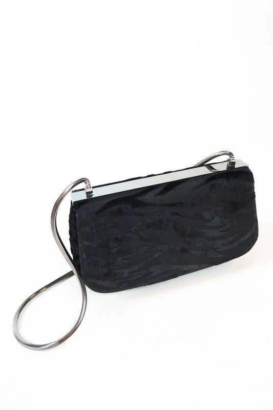 Salvatore Ferragamo Black Velvet Shoulder Bag - Jade Vintage