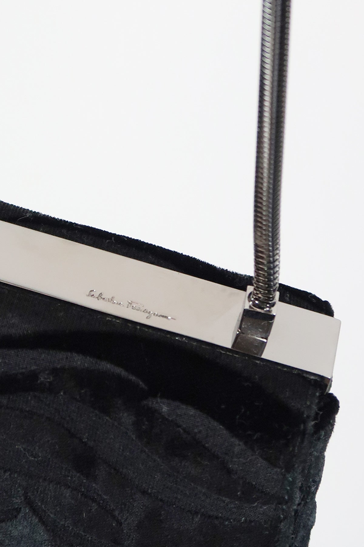 Salvatore Ferragamo Black Velvet Shoulder Bag - Jade Vintage
