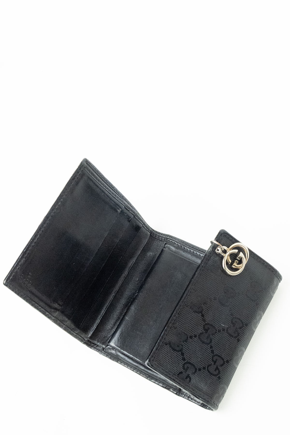Vintage Gucci Black GG Canvas Trifold Wallet - Jade Vintage