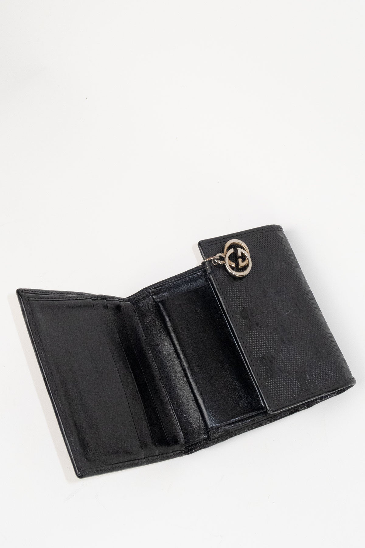 Vintage Gucci Black GG Canvas Trifold Wallet - Jade Vintage