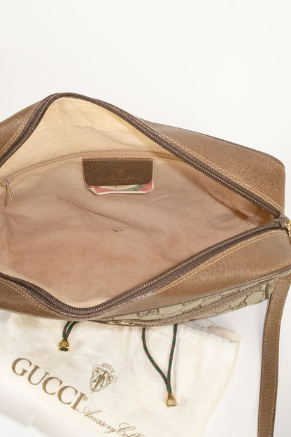 Vintage Gucci Brown Canvas GG Web Crossbody Bag - Jade Vintage